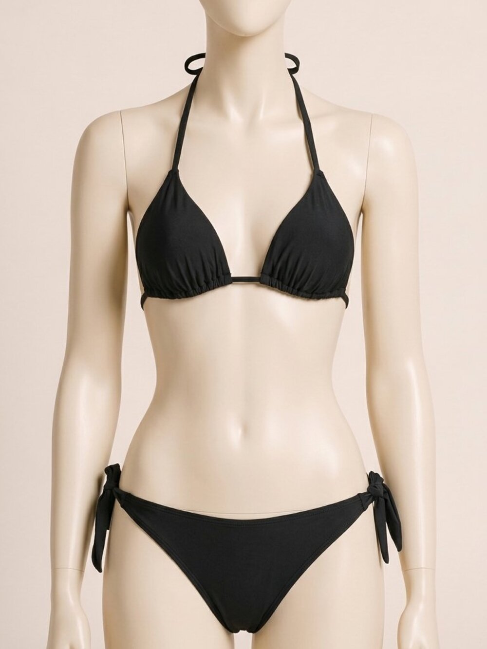 Aqua Eve Black Halter Triangle Bikini Set Size L New Sealed